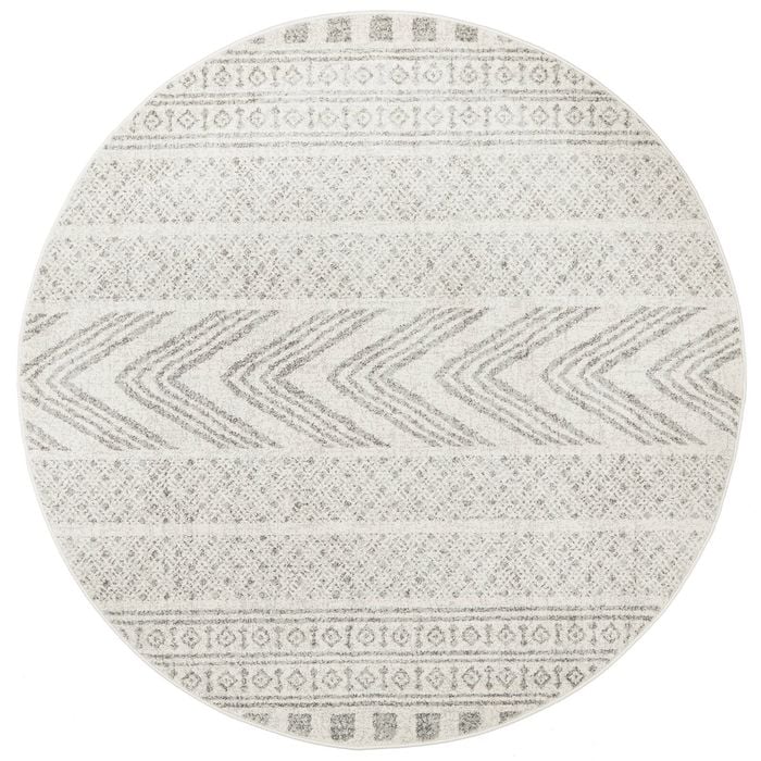 The Rug Connection Ama 359 Silver 240x240cm - Large Round Transitional Pet Friendly Indoor Rug