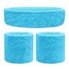 WRISTBAND & HEADBAND SET Tennis Terry Towelling Cotton Sweat Band Team Gym  Sky Blue