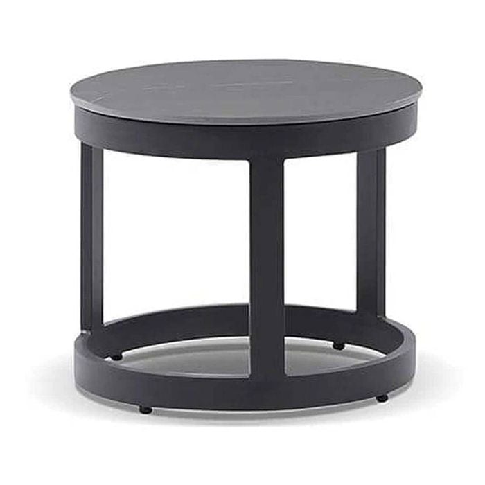 Hugo Outdoor Round Ceramic And Aluminium Side Table Charcoal