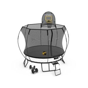 Springfree Compact Round Trampoline 8 ft - Moving Accessory Bundle Basketball Hoop, Ladder and Wheels