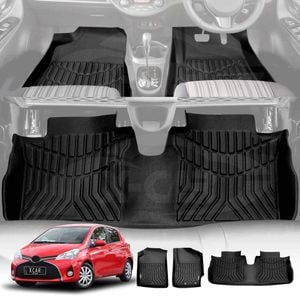 3D Floor Mats for Toyota Yaris Hatch 2011-2020 Heavy Duty All Weather Car Mats Carpet Liner Set