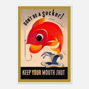 Galrie Don't Be A Sucker Keep Your Mouth Shut 1944 World War II Vintage Propaganda Poster, Poster Only, 70 x 100cm (28 x 40inch)