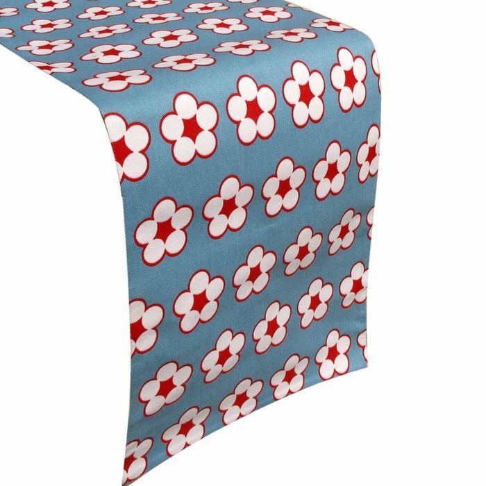 IDC Homewares 100% Cotton Printed Table Runner Cotton Bud Blue