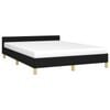 vidaXL Bed Frame Slat Bed Base with Headboard Black 153x203 cm Queen Fabric