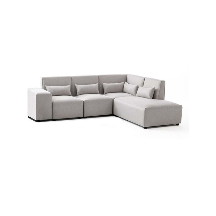 Foret 5 Seater Sofa Modular Corner Lounge Couch Fabric Right Chaise Beige L Shape