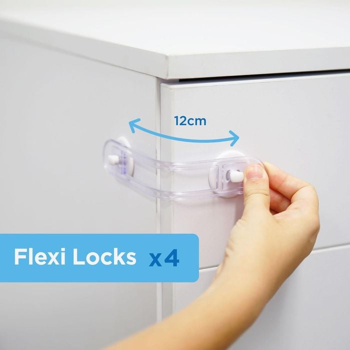 Perma Child Safety 12cm Adhesive Universal Flexi Locks - 4 Pack