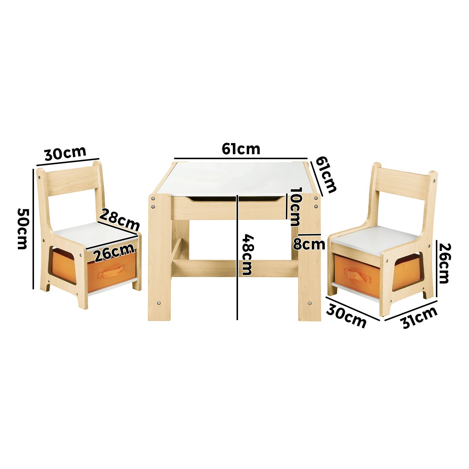 Oikiture Kids Table and Chairs Set Chalkboard Storage Wooden Bunnings Australia