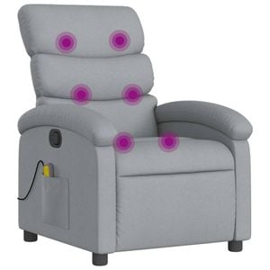 vidaXL Massage Recliner Chair Reclining Armchair Single Sofa Light Grey Fabric