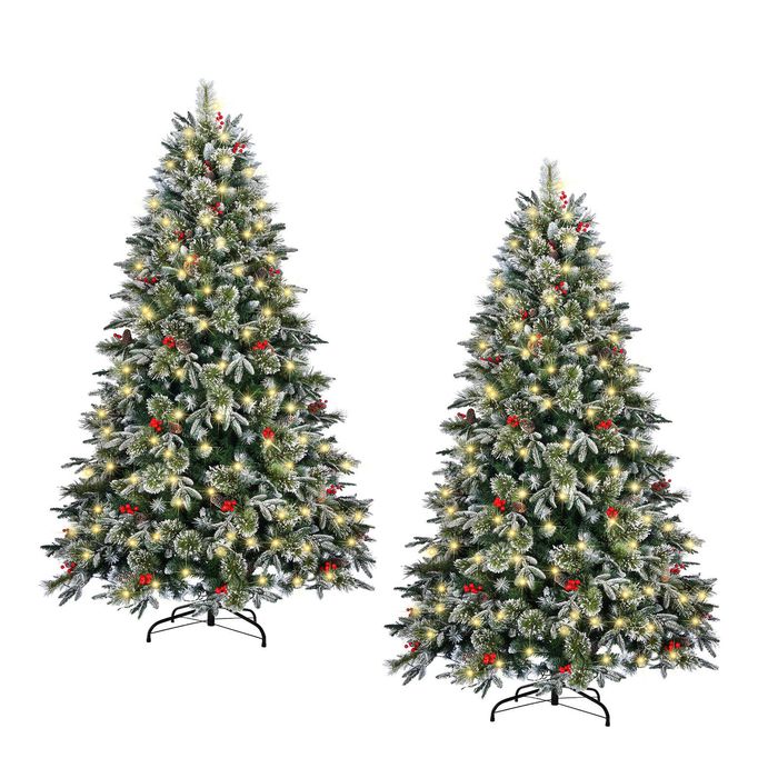 Tinseltown 2PCS LED Christmas Tree 1.8M 6FT Xmas Decorations with Ornaments 790 Tips