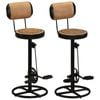 vidaXL Bar Stools with Canvas Print 2 pcs Brown and Black Real Goat Leather