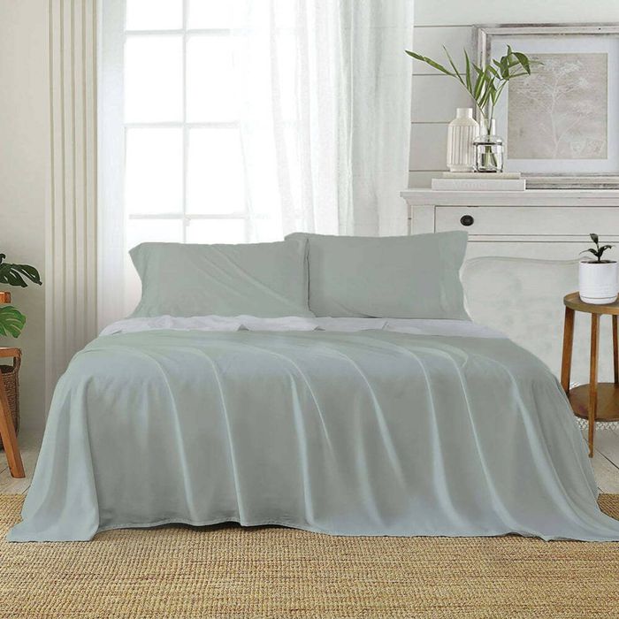 J Elliot Home Microfibre Queen Bed Sheet  w/ Pillowcases Bedding Set Sage