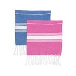 Nicola Spring 100% Turkish Cotton Micro Hand Towel Set - Navy / Pink - Set Of 4
