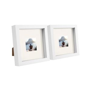 Nicola Spring 6" x 6" White 3D Box Photo Frames - 2" x 2" Mount - Pack of 2