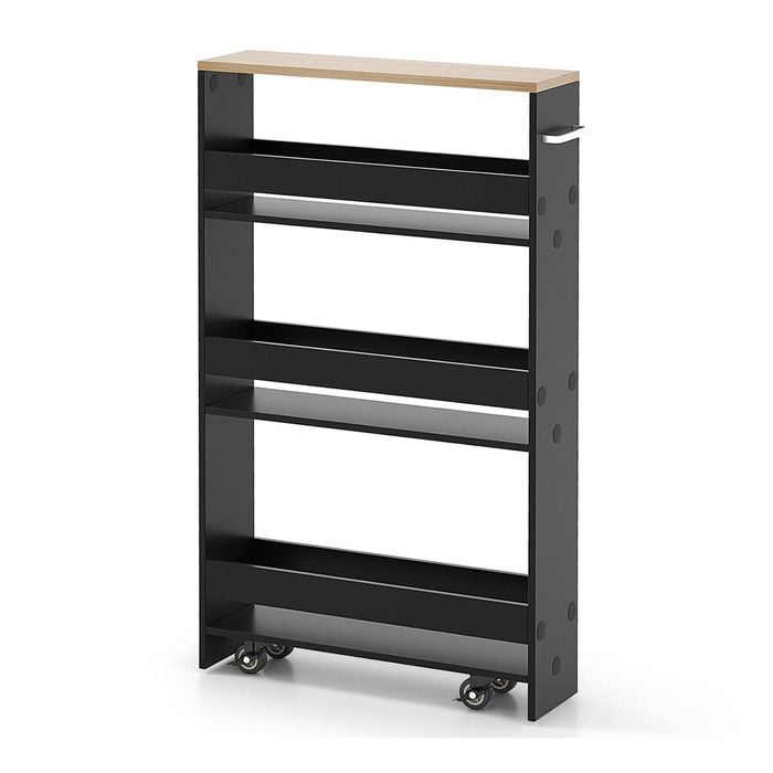 Costway 4-tier Slim Storage Cart Rolling Trolley Island Black