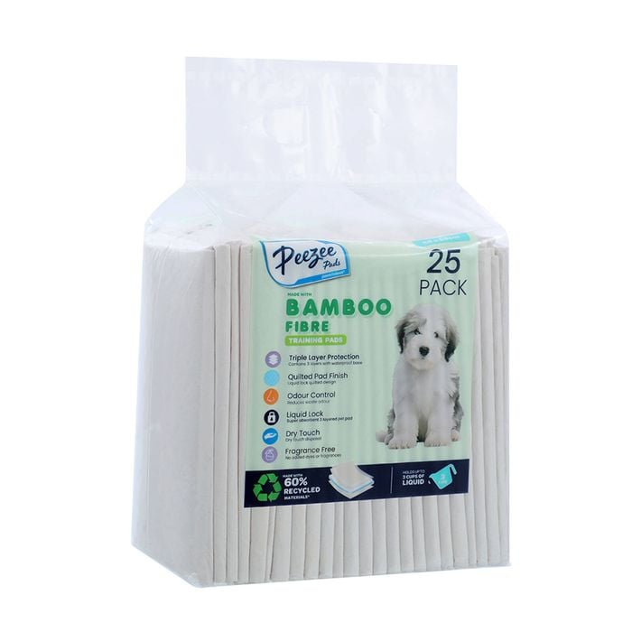 Paws & Claws 56 x 56cm Bamboo Fibre Pet Training Pads - 25 Pack