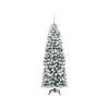Costway 180cm PVC Pencil Christmas Tree Snow Flocked Hinged Pine Tree Home Decoration