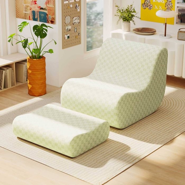 Costway Bean Bag Chair W/ottoman Lazy Sofa Lounger Seat Green