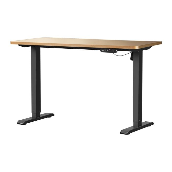 Oikiture Electric Standing Desk Single Motor 140CM OAK Tabletop