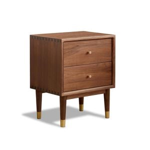 MIUZ Solid Walnut Timber Bedside Tables Drawers Side Table Nightstand Cabinet