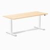 Desky Dual Sit To Stand Maple Hardwood Desk 180x75cm White Frame