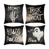 Catzon 4 Pcs Scary Throw Pillow Covers Linen Cushion Case for Decor 50X50cm