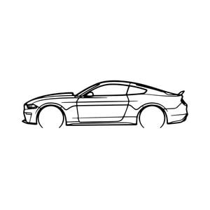 Ignite Laser Ford 2020 Mustang 55 Silhouette Metal Wall Art Coated Black 23.6inch/60cm