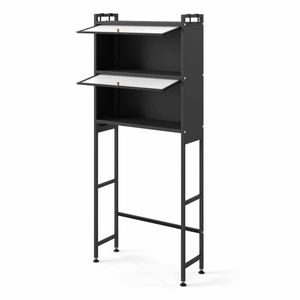 Costway Over Toilet Cabinet Storage Organizer 4 Hook Adjustable Black