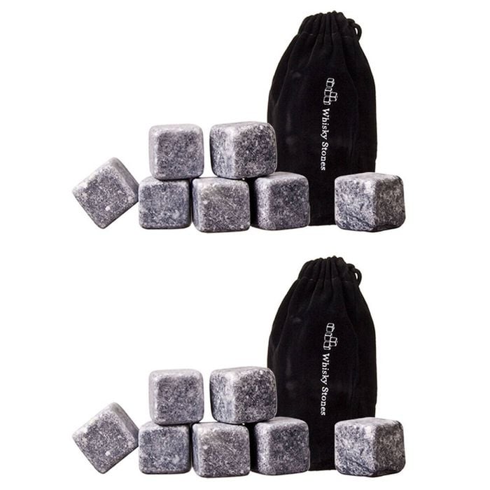 2x 9pc Bartender Whisky Cooling Rocks Set w/ Velvet Pouch