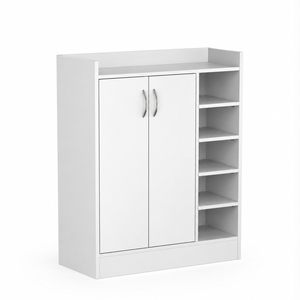 Roomo Shoe Cabinet with Doors & Adjustable Shelves, Shoe Storage Organizer for 12–16 Pairs, Hallway & Entryway