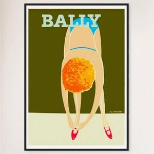Galrie Bally Shoes 1980 Vintage Advertising Poster by Pierre FixMasseau for Home Decor, Black Frame, A0 84 x 119cm (33 x 47inch)