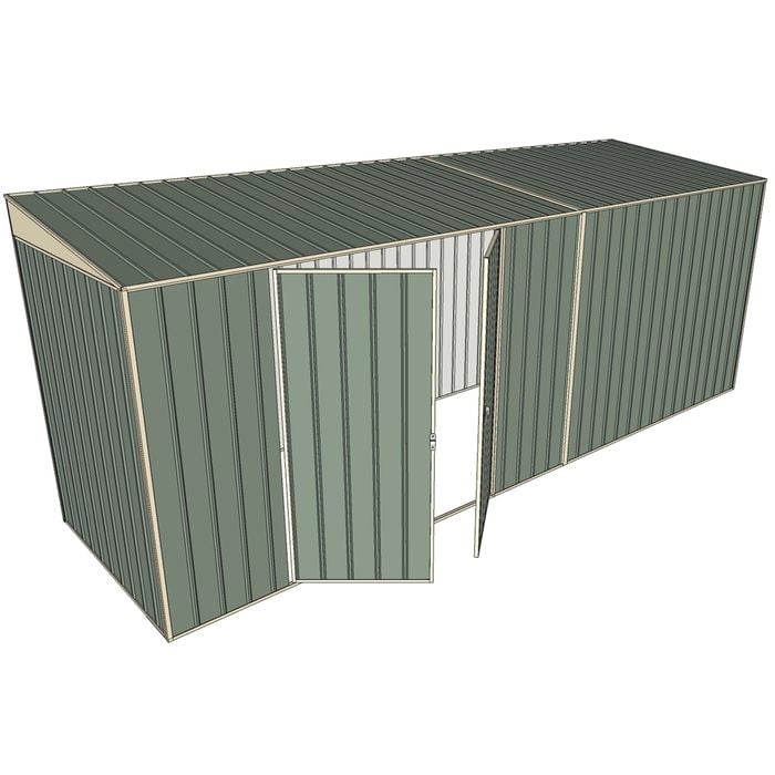 Build-a-Shed 1.5 x 5.2 x 2m Double Hinged Side Door Skillion Shed - Green
