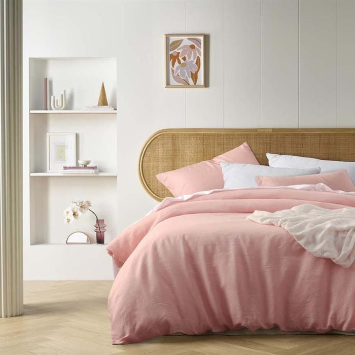 Peach French Linen Quilt Cover Set