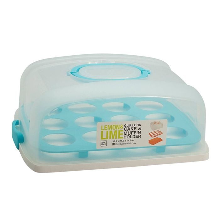 Lemon & Lime 37.5cm Rectangle Cake Tray/ Food Container w/ Lid Asst