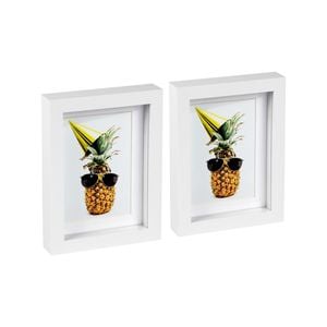 Nicola Spring 5" x 7" White 3D Box Photo Frames - 4" x 6" Mount - Pack of 2