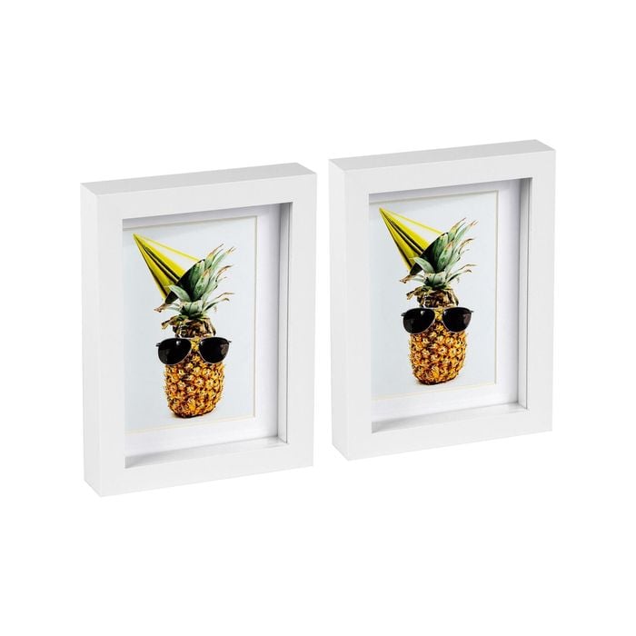 Nicola Spring 5" x 7" White 3D Box Photo Frames - 4" x 6" Mount - Pack of 2