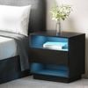 Artiss Bedside Table RGB LED Drawers High Gloss Black