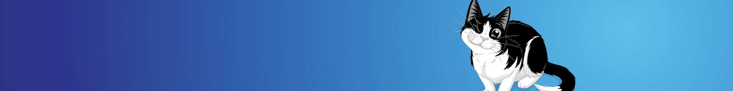 Felix the cat on a blue banner