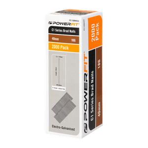 PowerFit 40mm C1 Series Electro-Galvanised Brad Nails - 2,000 Pack