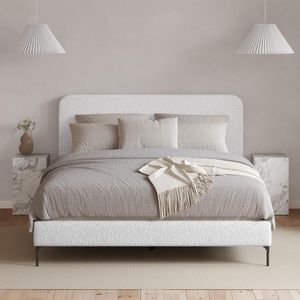 Soho Double Ivory White Boucle Fabric Upholstered Bed Frame