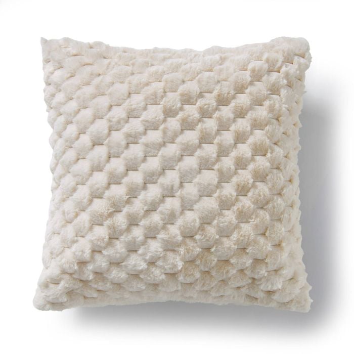Dreamaker Emmett Textured Faux Fur Cushion Cream 50x50cm