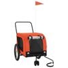 vidaXL Pet Bike Trailer Dog Stroller Orange and Black Oxford Fabric and Iron