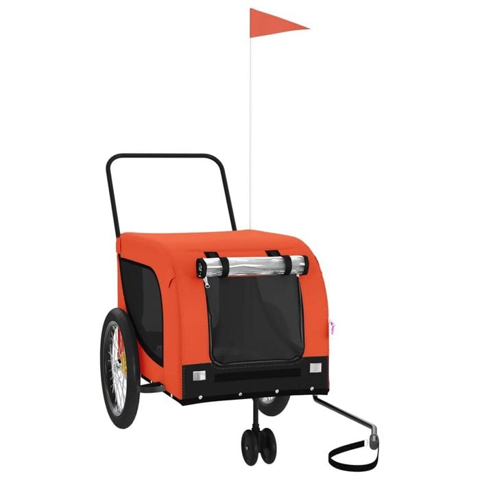 vidaXL Pet Bike Trailer Dog Stroller Orange and Black Oxford Fabric and Iron