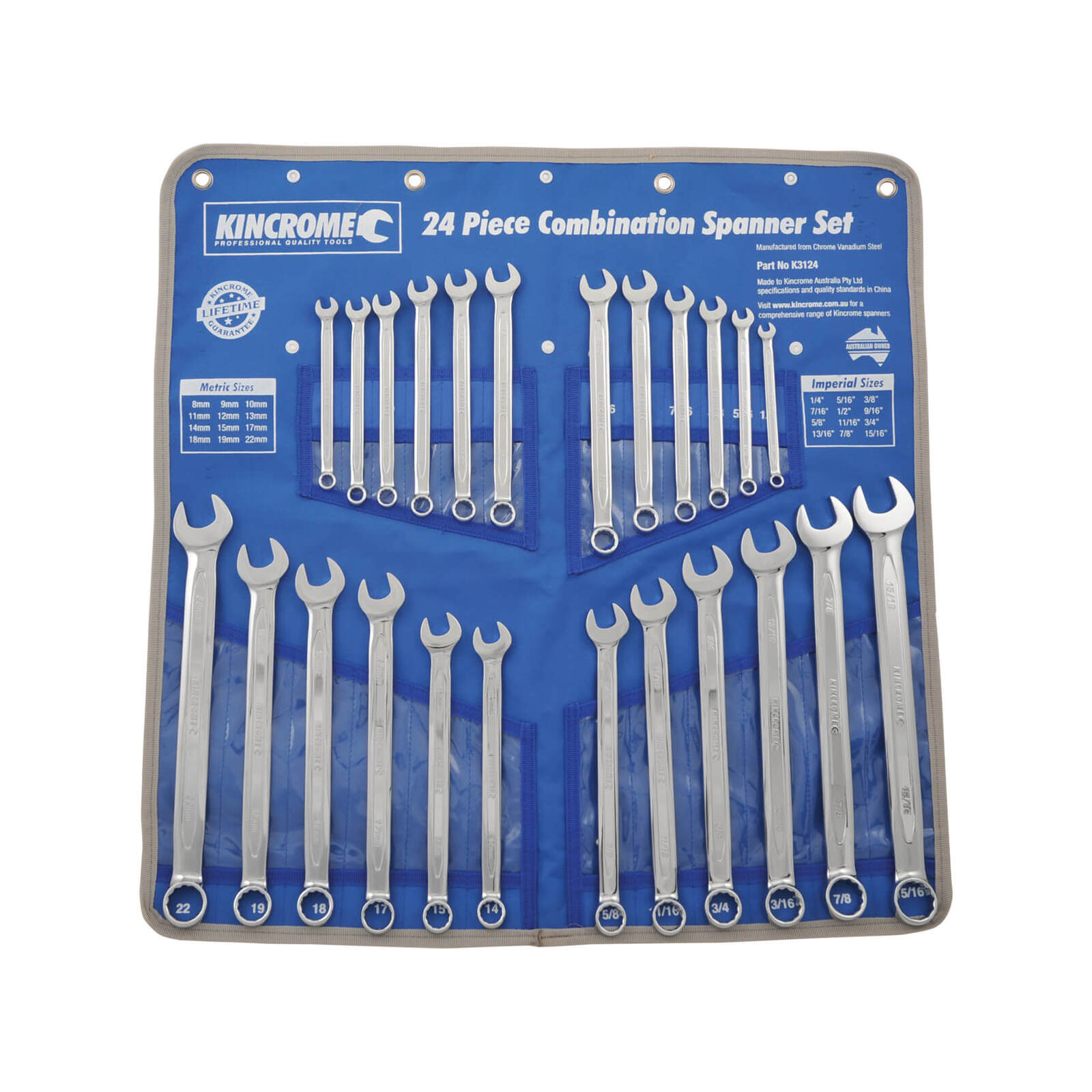 Kincrome 24 Piece Metric Imperial Combination Spanner Set Bunnings Australia