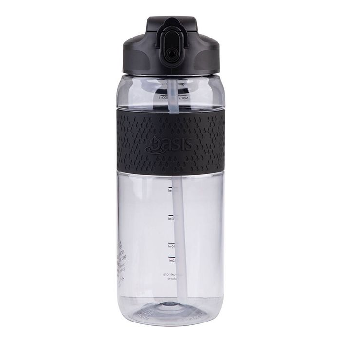 Oasis Tritan Sports Silicone Grip Drink Bottle w/ Sipper 800ml Carbon Black