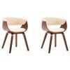 vidaXL 2x Solid Bent Wood Dining Chair Cream Faux Leather Kitchen Dinner Seat
