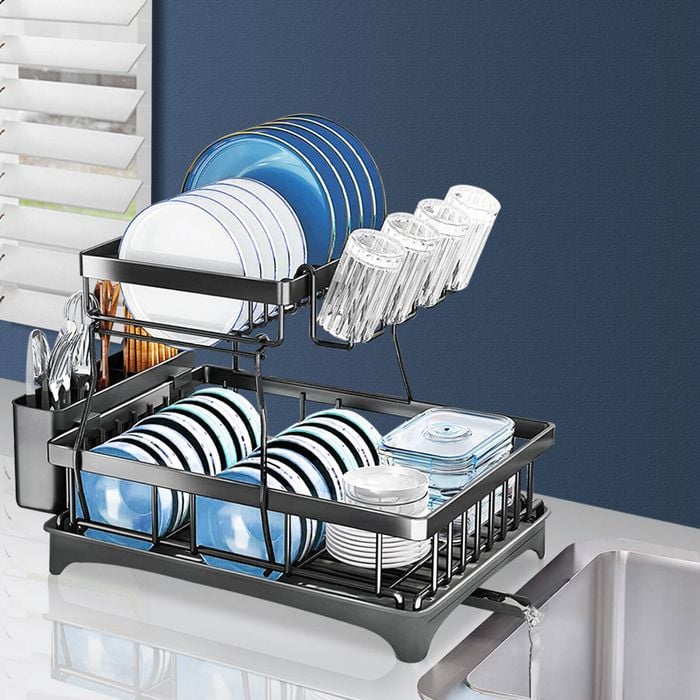 TOQUE Dish Drainer Drying Rack 2 Tiers with Cup Holder - Bunnings Australia