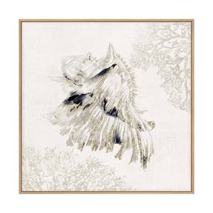 Artey | Silver Shell II - Framed Canvas - Natural Frame - 140 x 140cm