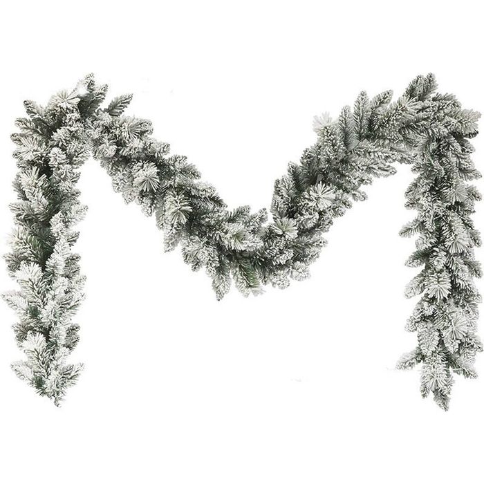 Catzon 9Ft Christmas Garland with Snow for Door Fireplace Table Decor