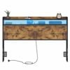 Ufurniture Headboard Double Size with 2-Tier Storage Outlets, USB Ports and LED Light Adjustable Height