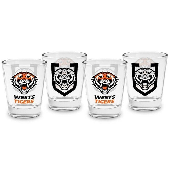 NRL Shot Glass Set of 4 - West Tigers - 50ml